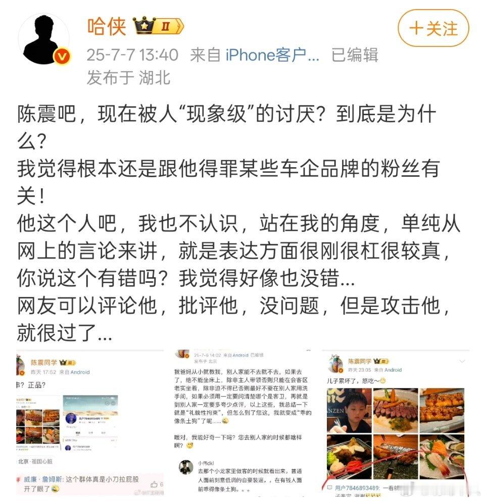 虽然陈震现在经常在网上面临饱和式的攻击，但他应该不会在乎吧？​​​