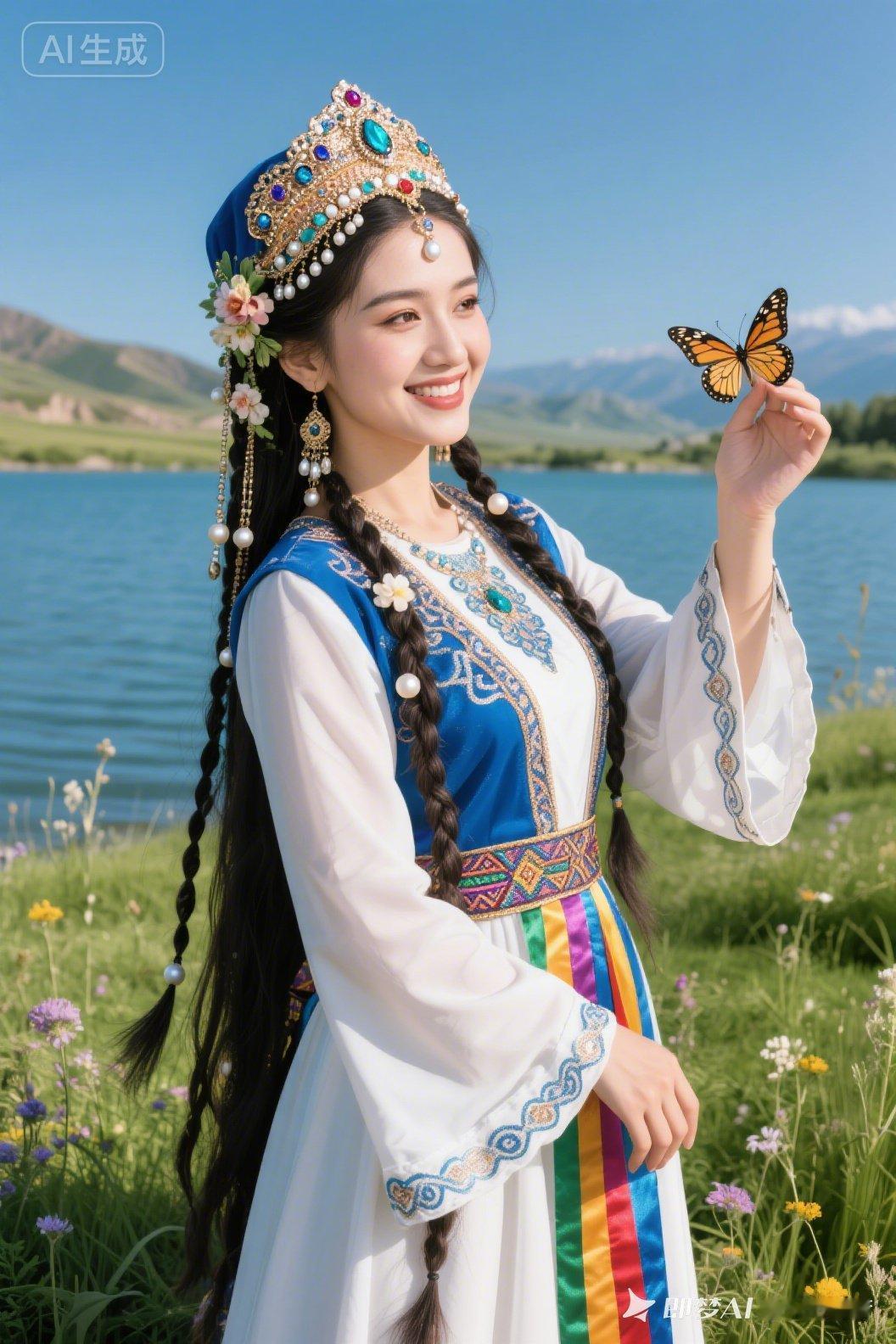 草原上的公主，蝴蝶翩翩起舞！