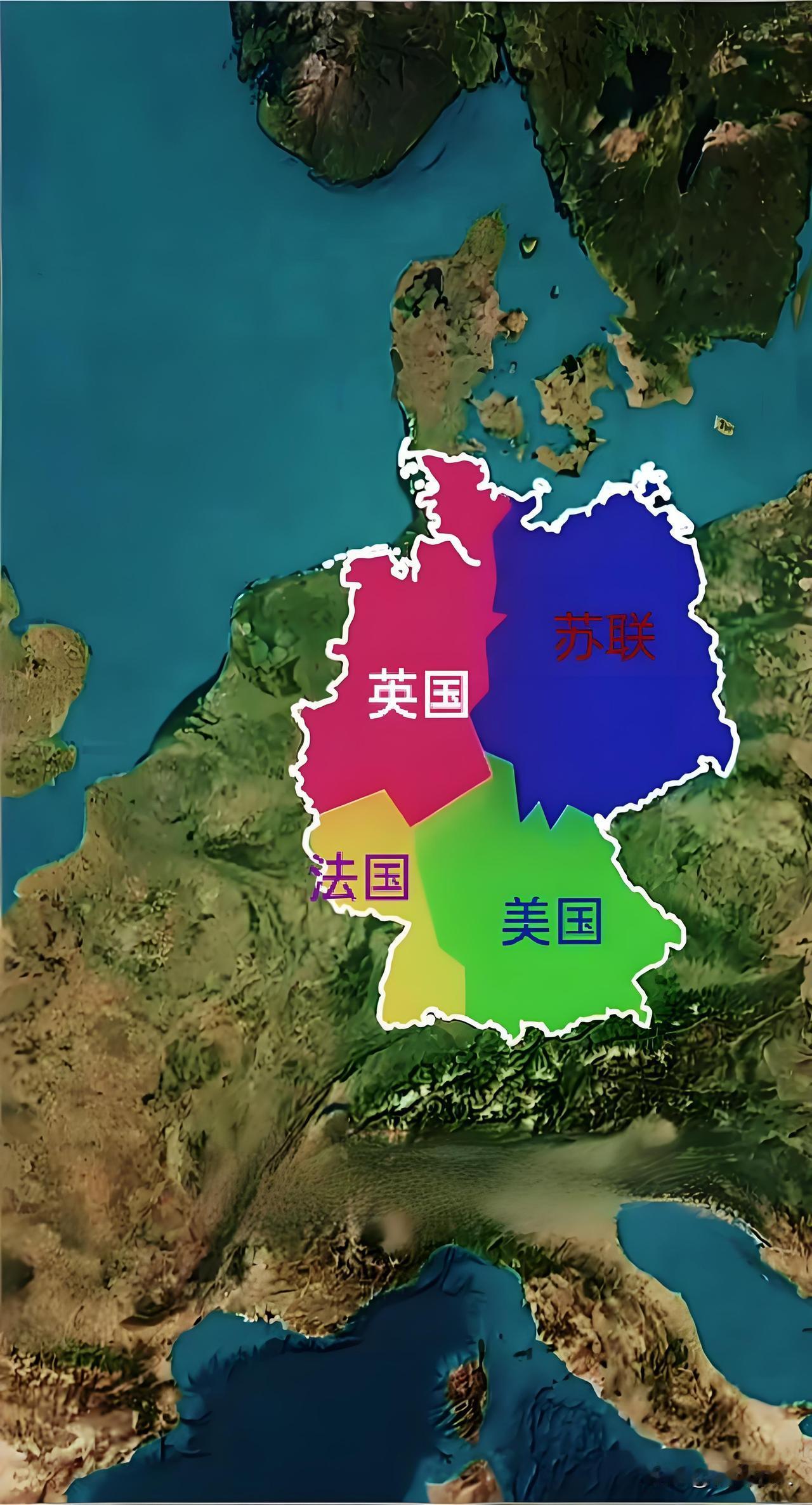 二战结束后，德国被美国、英国、法国、苏联分割占领，而日本却未被分割，由美国独占。
