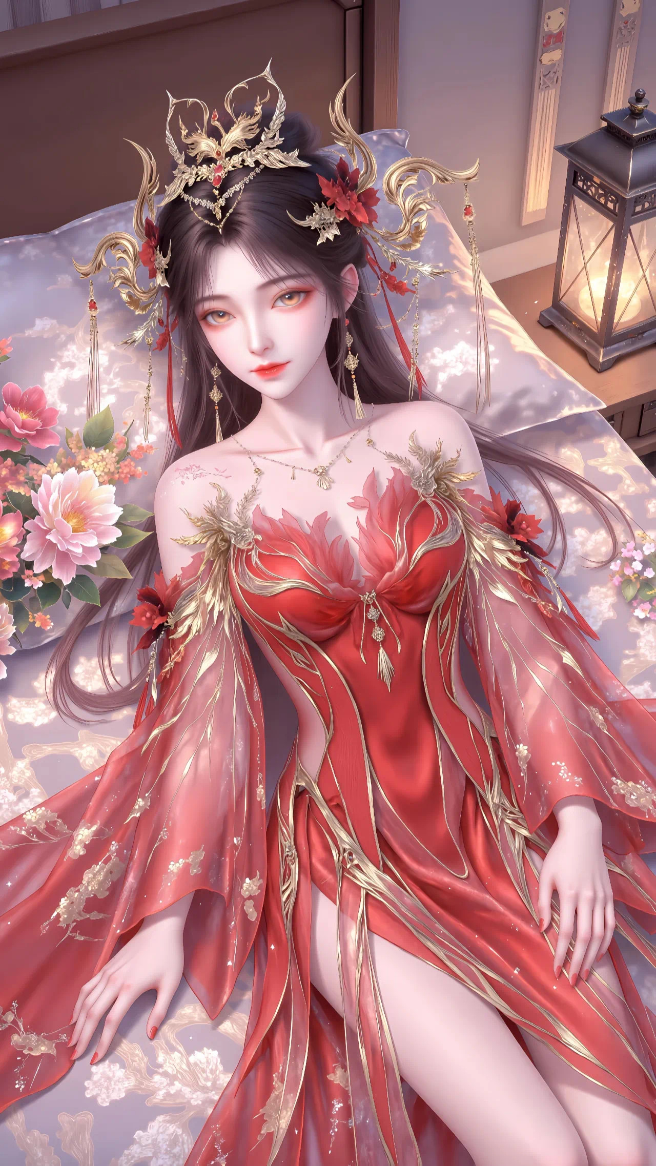 完美世界火灵儿【精致美图】美女配鲜花，这就是固定搭配！国产动漫​​​