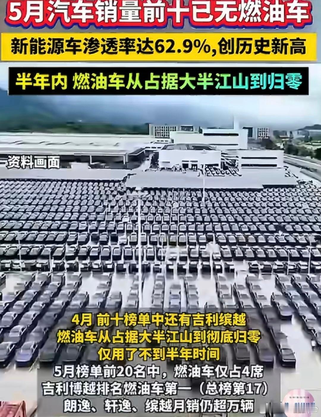 5月汽车销量前十已无燃油车汽车5月销量榜已经看不到燃油车啦！目前前🔟都是新能源