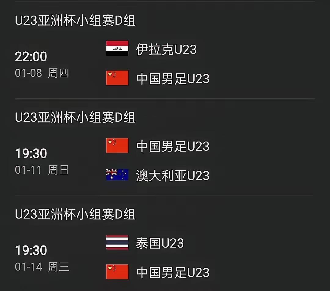 U23亚洲杯明天开战！国足能否取得突破？明天（1月8日）U23亚洲杯即将开赛