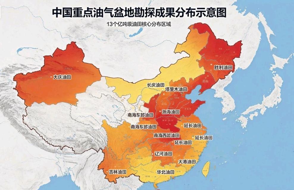 累计投入4500亿，新发现225个油气田，其中有13个亿吨油田，26个千亿立方米