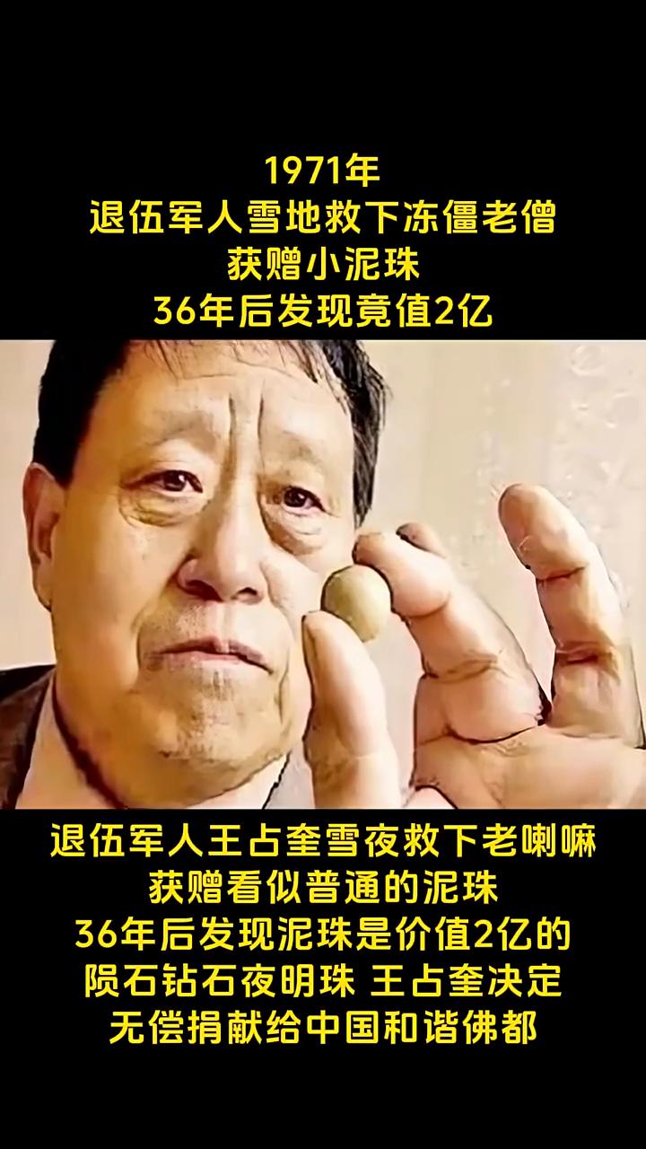 1971年，退伍军人雪地救下冻僵老僧，获赠小泥珠，36年后发现竟值2亿。退伍军