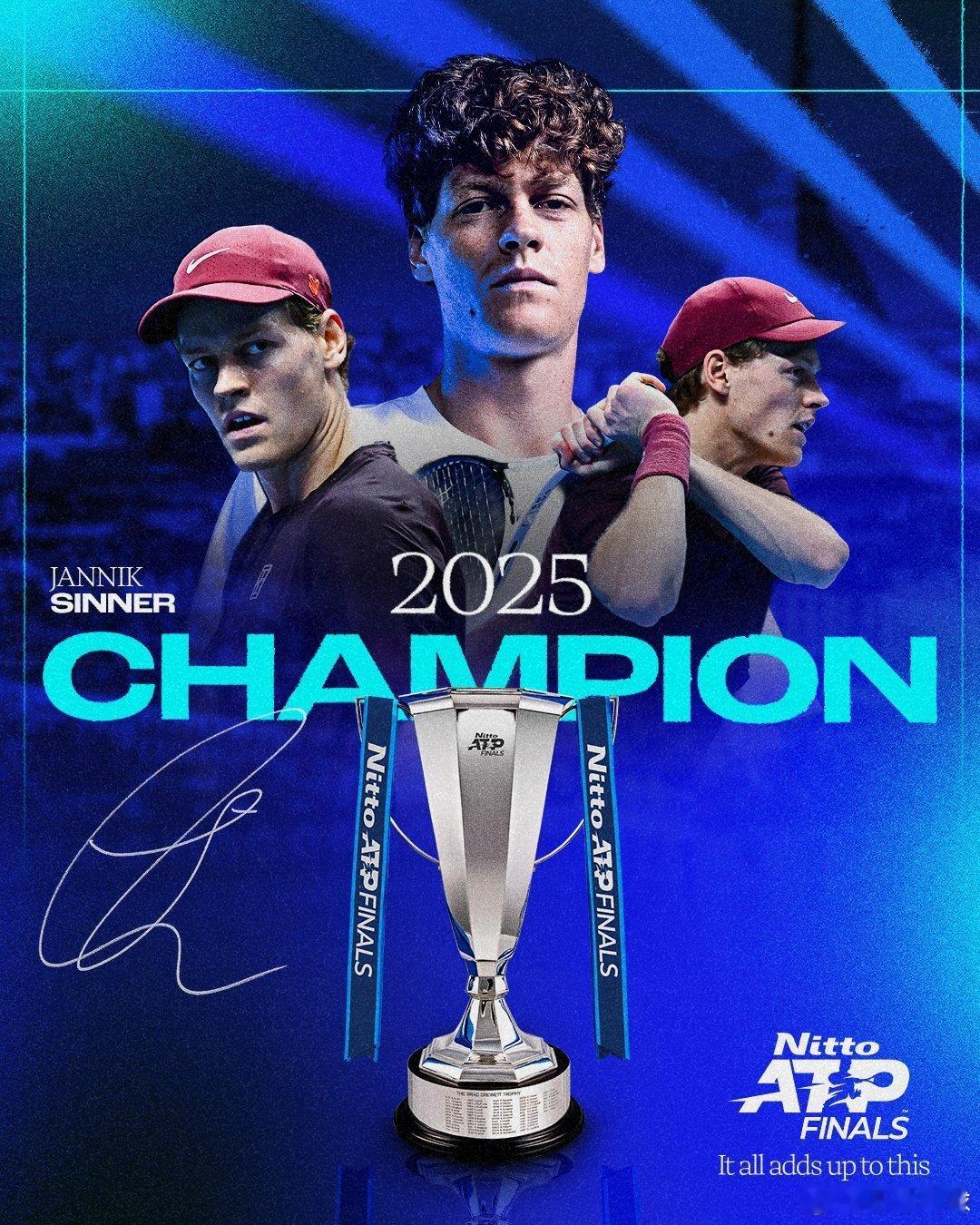 辛纳76，75击败阿卡，连续第二年拿下总决赛🥇。以15连胜结束本赛季31连胜在