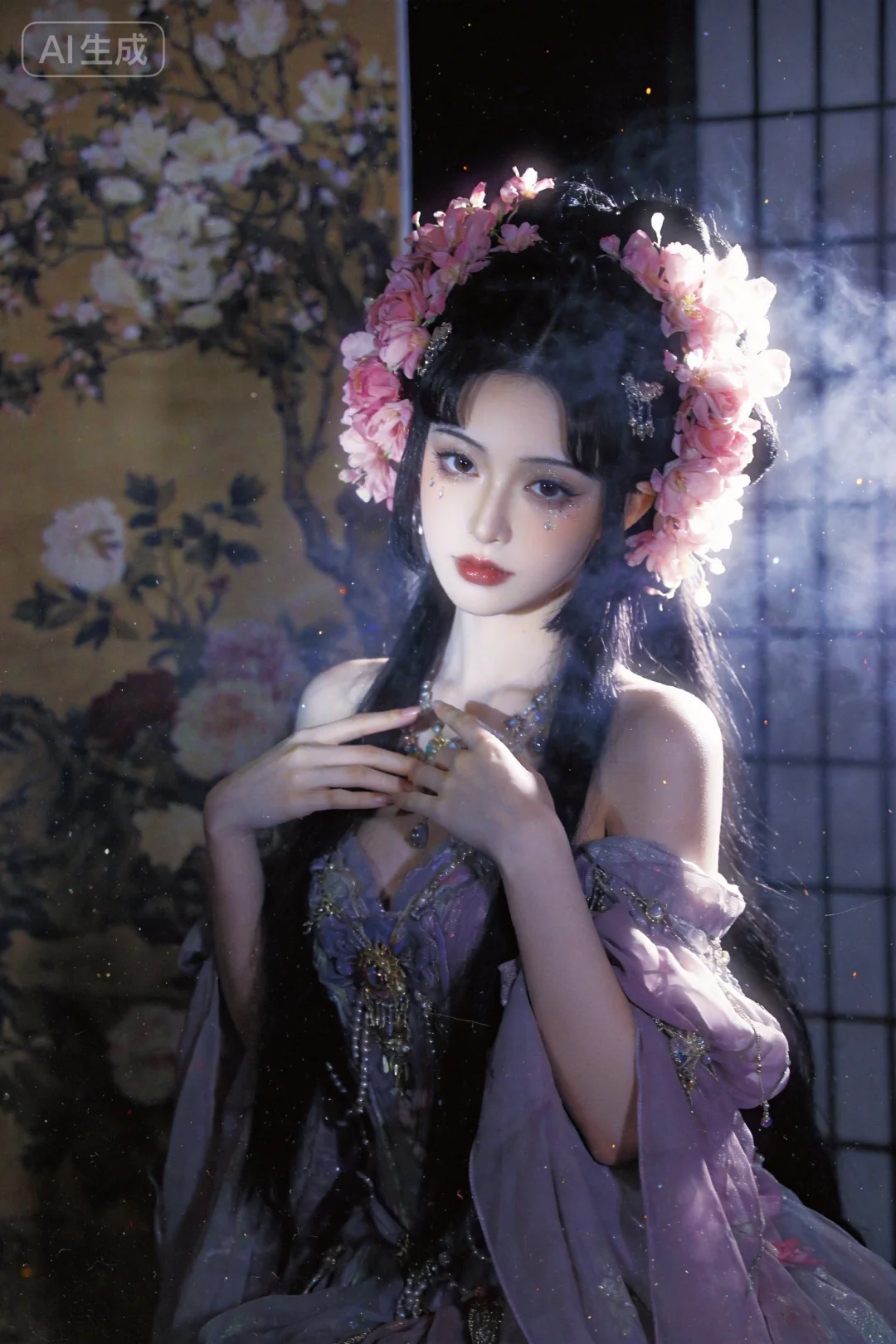 胶片摄影，镜头语言，淡彩，暗调，氛围低光，个性视角，奇妙融合意境，一位美人，真人