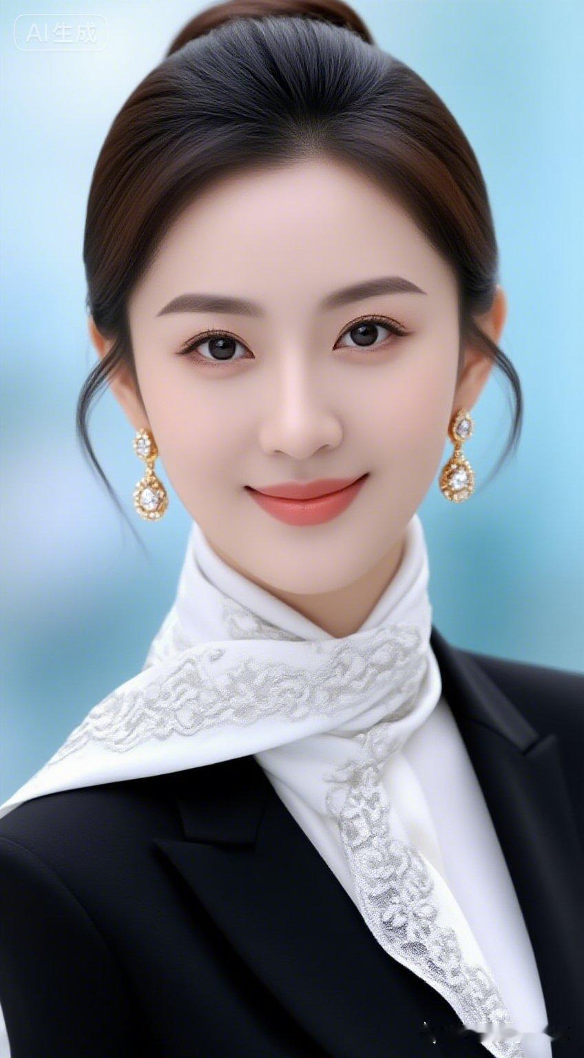 优雅职场风，精致妆容与华丽耳环的完美搭配，尽显女性魅力！💄✨