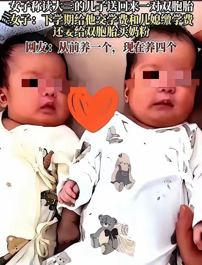 上海一位大三男生，还没毕业就迎来了一对双胞胎，直接升级当爸。孩子的奶奶无奈在网