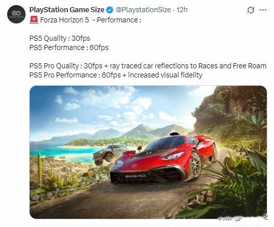 PS5游戏情报推主PlayStationGameSize带来了《极限竞速：地