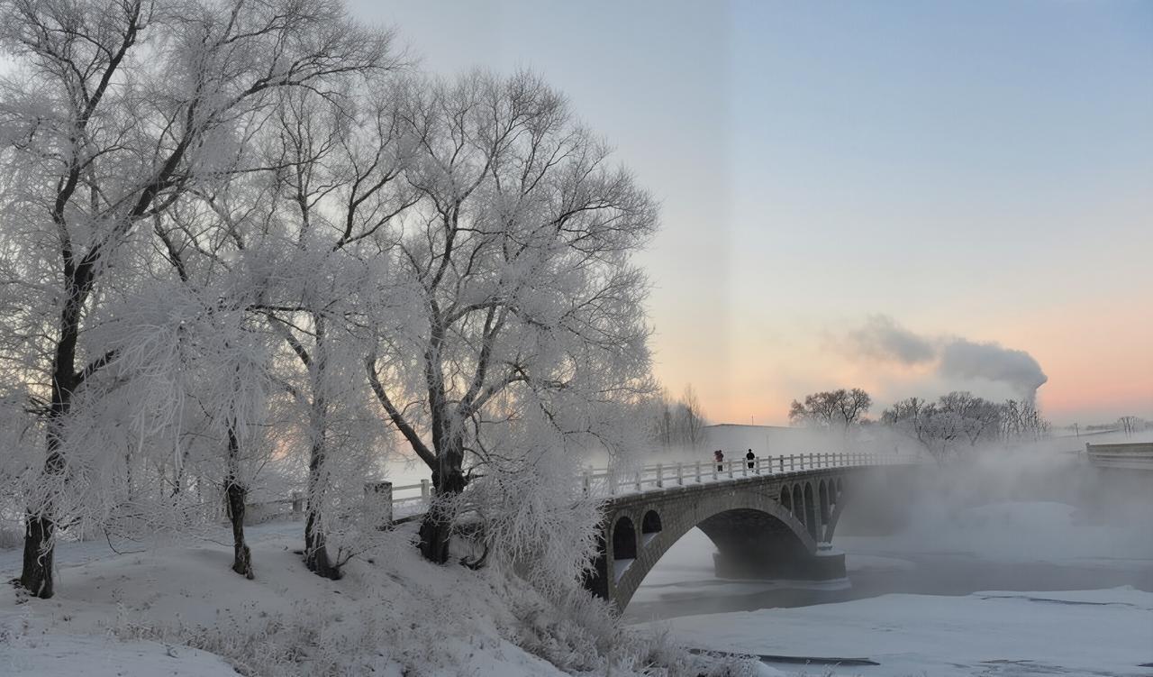 雪霁长桥映雾凇冬天下雪啦