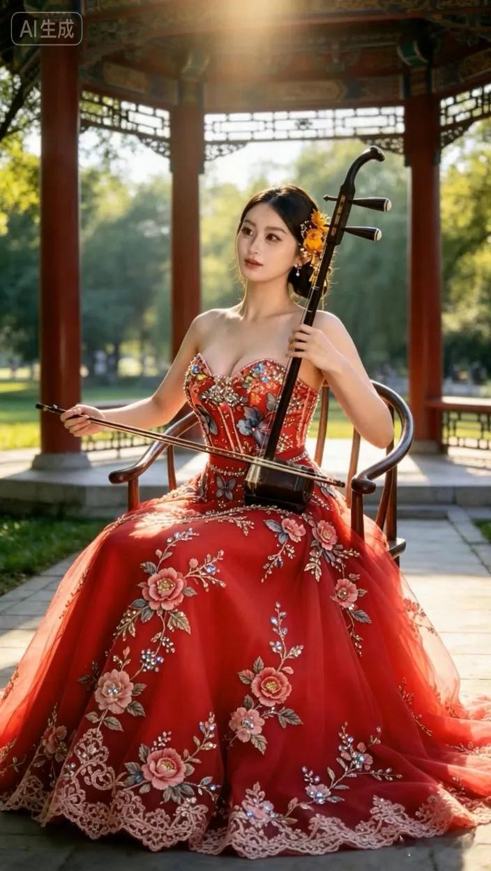 七绝●心随乐动/古韵悲伤苦感二胡音，热烈光芒向乐寻。过往云烟风散尽