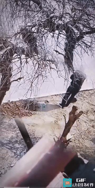 发视频的人说，他们物业的保安在小区里的路边控的坑，里面埋了板子，板子上砸上了长钉
