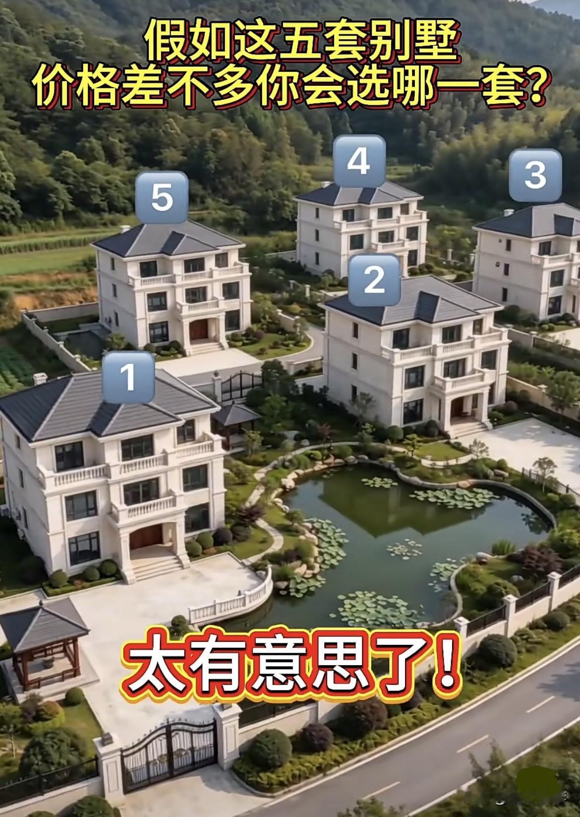 假如这五套别墅🏡价格差不多你会选哪一套呢⁉️