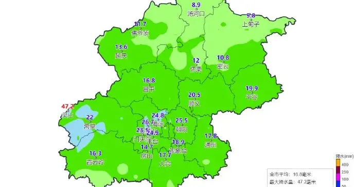 今日北京雨水已达大雨量级,双休日雨停宜出行