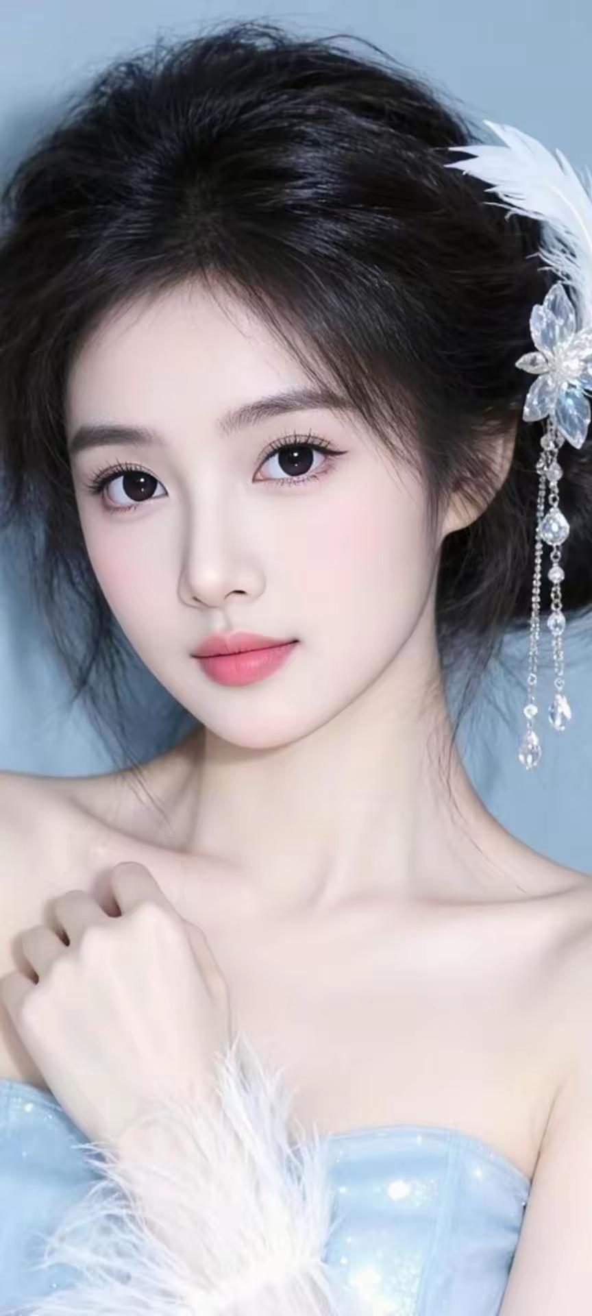这位小姐姐真漂亮，妆容和发型都很精致！
