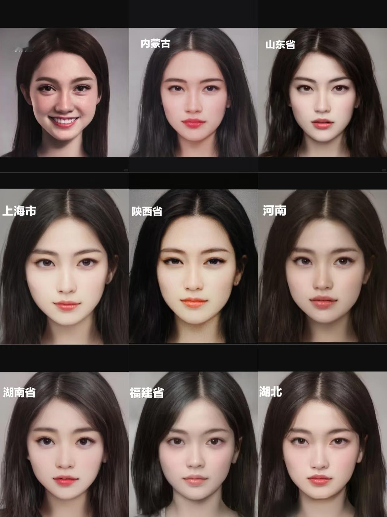 各省美女平均长相，这也太好看了吧，你们觉得哪个地方的美女最好看？