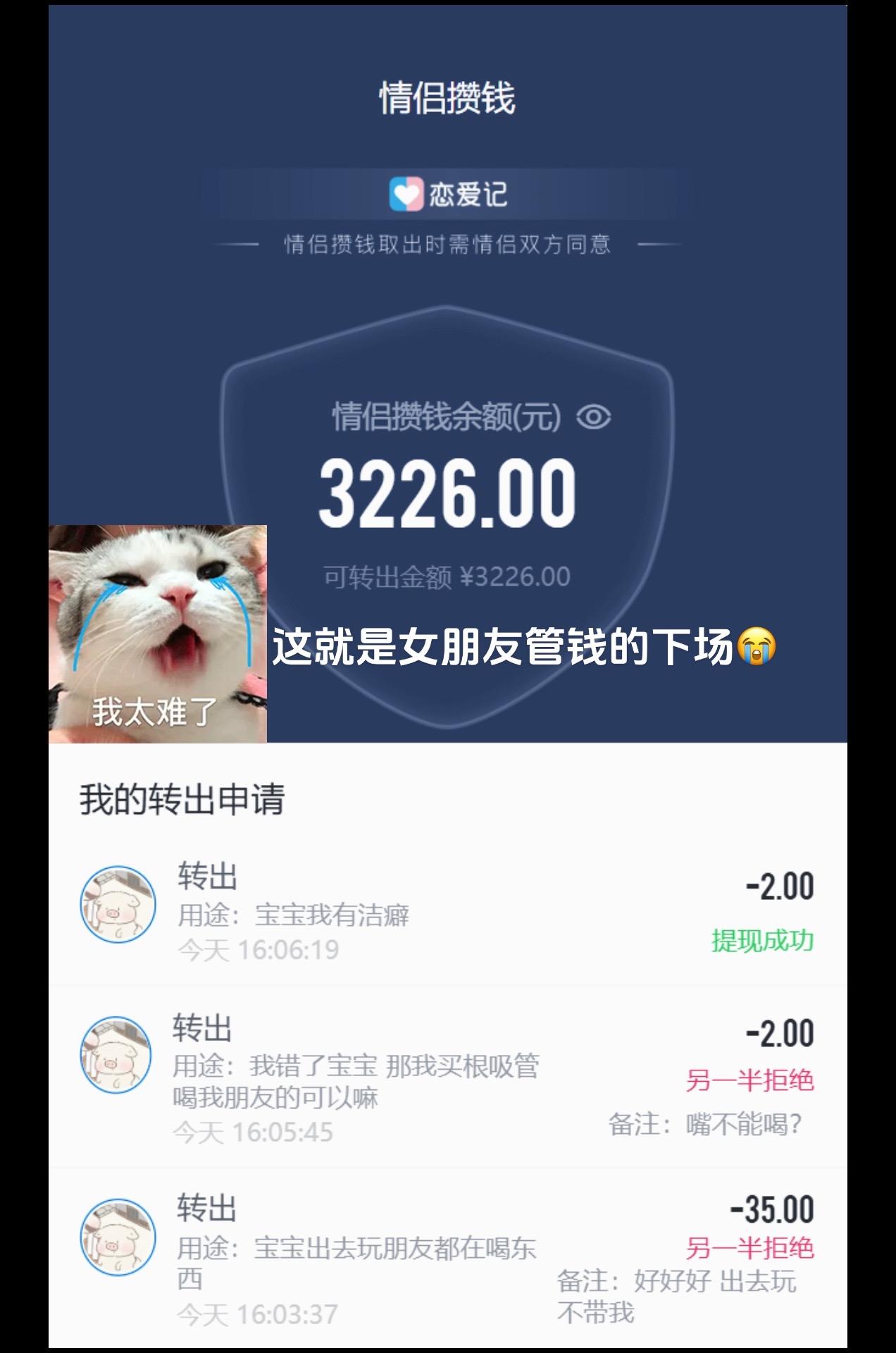 这就是女朋友管钱的下场
