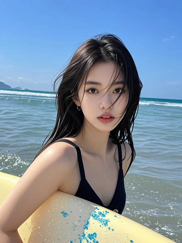 踏浪前行，她是最迷人的夏日剪影