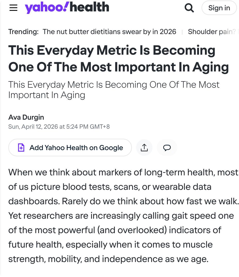 外媒：步速正成为衰老研究中最受关注的日常指标之一，被称为"功能生命体征"，与血压