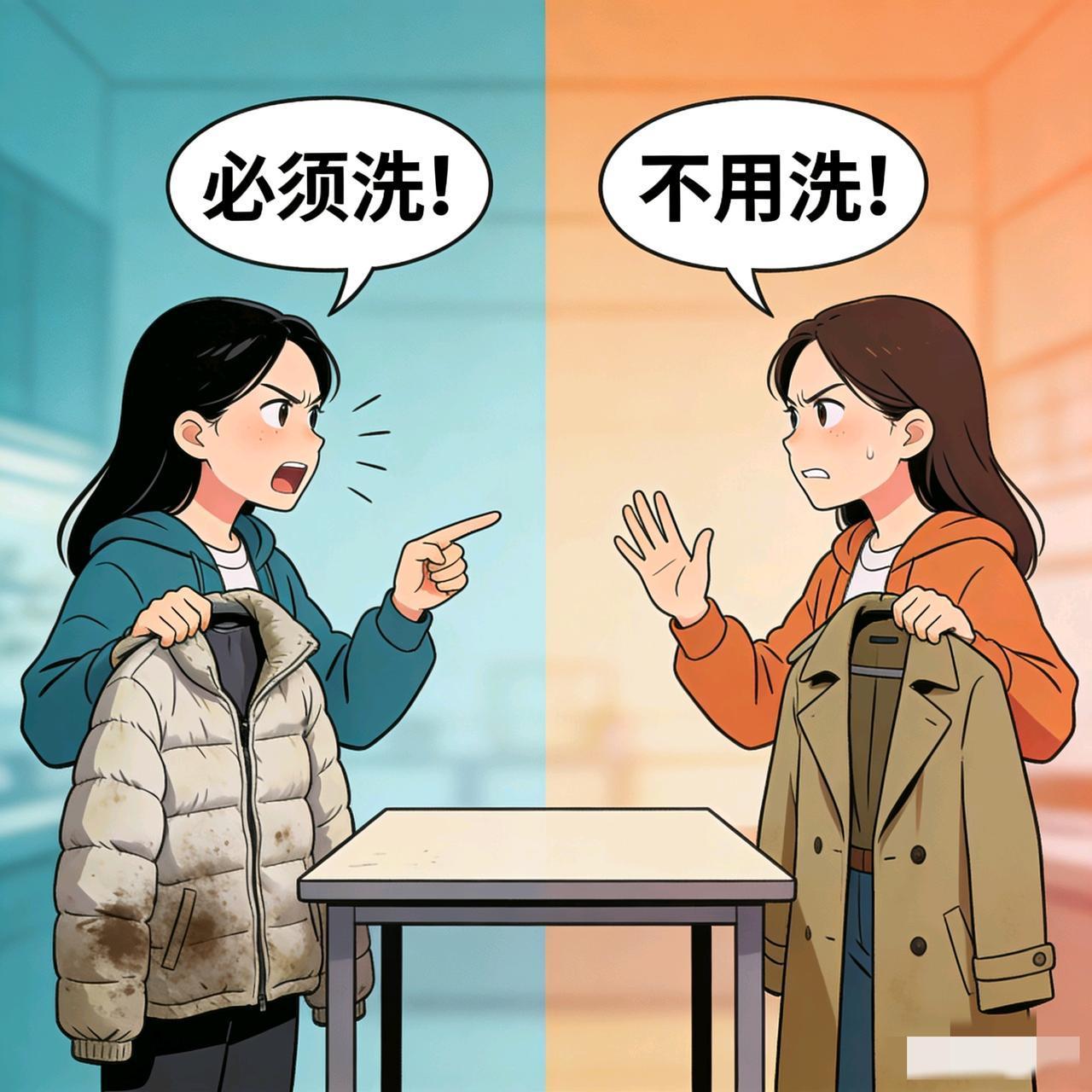 羽绒服穿一冬天，领口、袖口全是汗渍灰尘，还有一股子身上的味儿，她居然能忍？