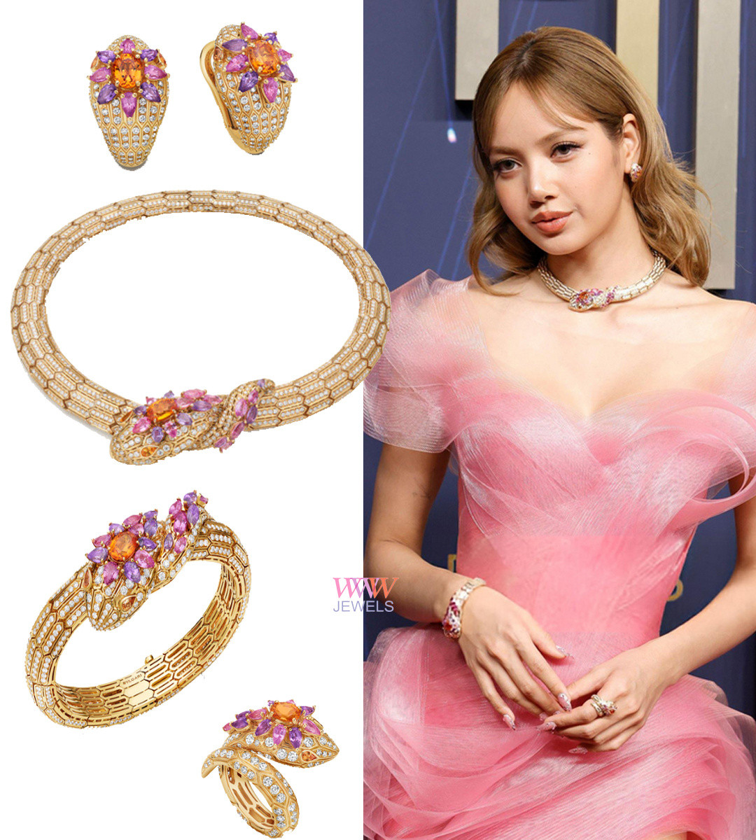 高珠配美人！💎💜🧡LISA佩戴宝格丽高级珠宝Serpenti系列出席