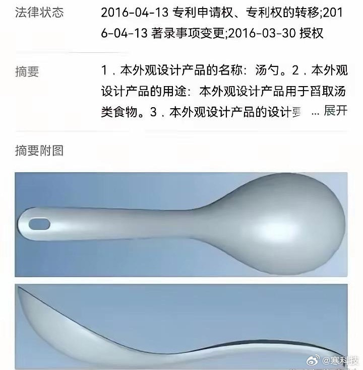 终于知道某些公司，为啥研发投入不大，专利却那么多了。原来很多都是勺子，筷子，杯子