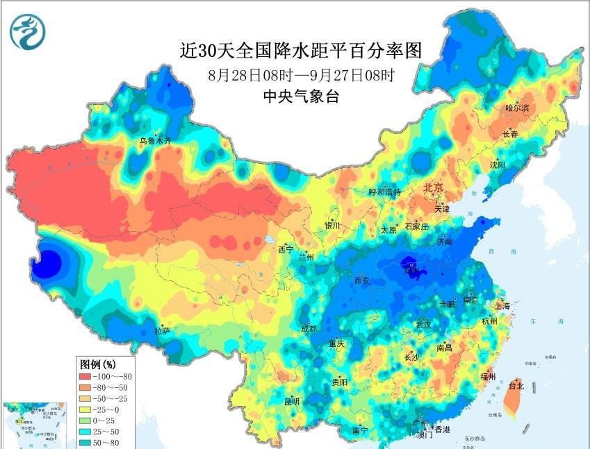 河南降雨严重偏多，部分地区偏多400%以上！偏强秋雨还将继续根据监测，最近30