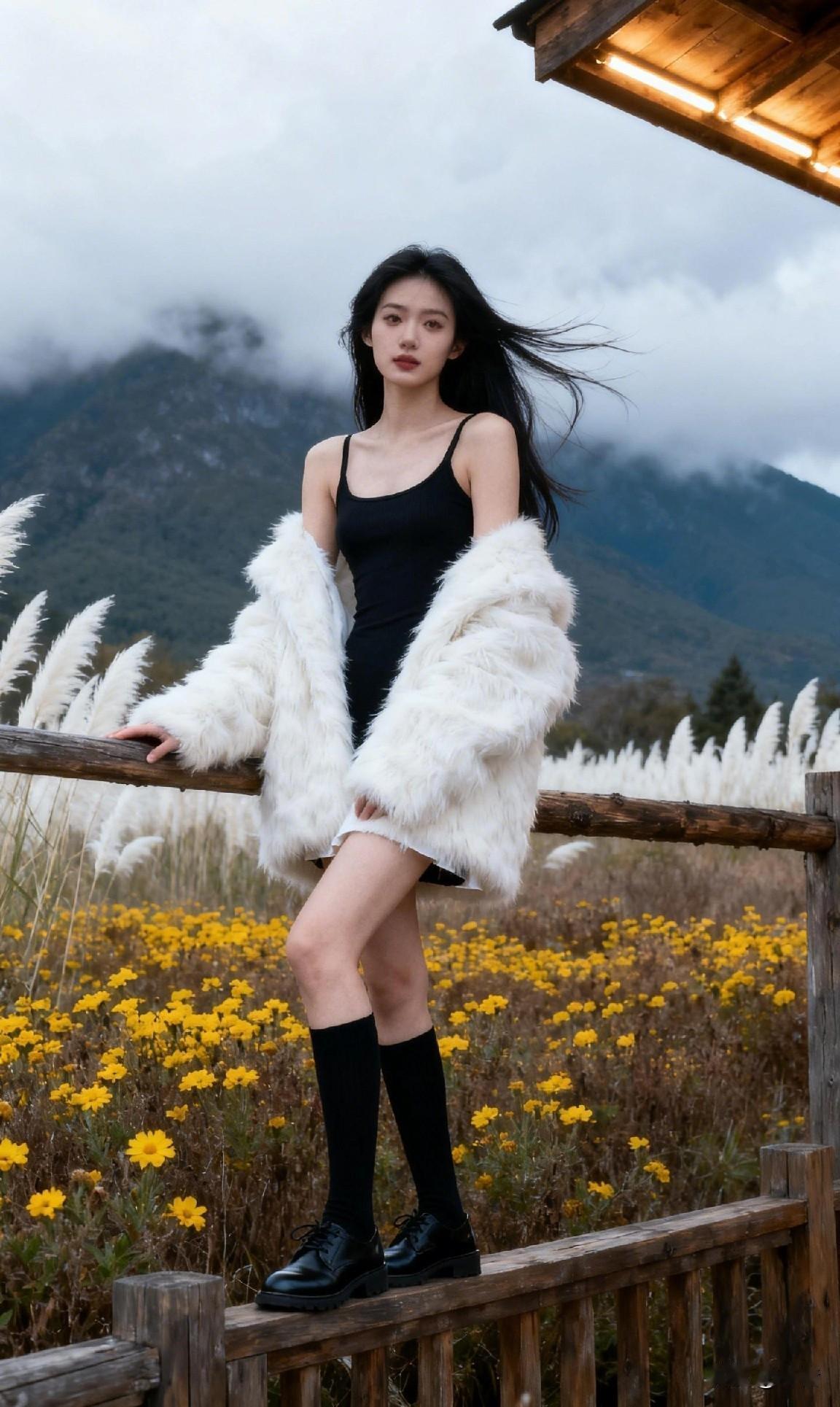 远山朦胧，花田明亮天地间我们成为一首关于自由的小诗