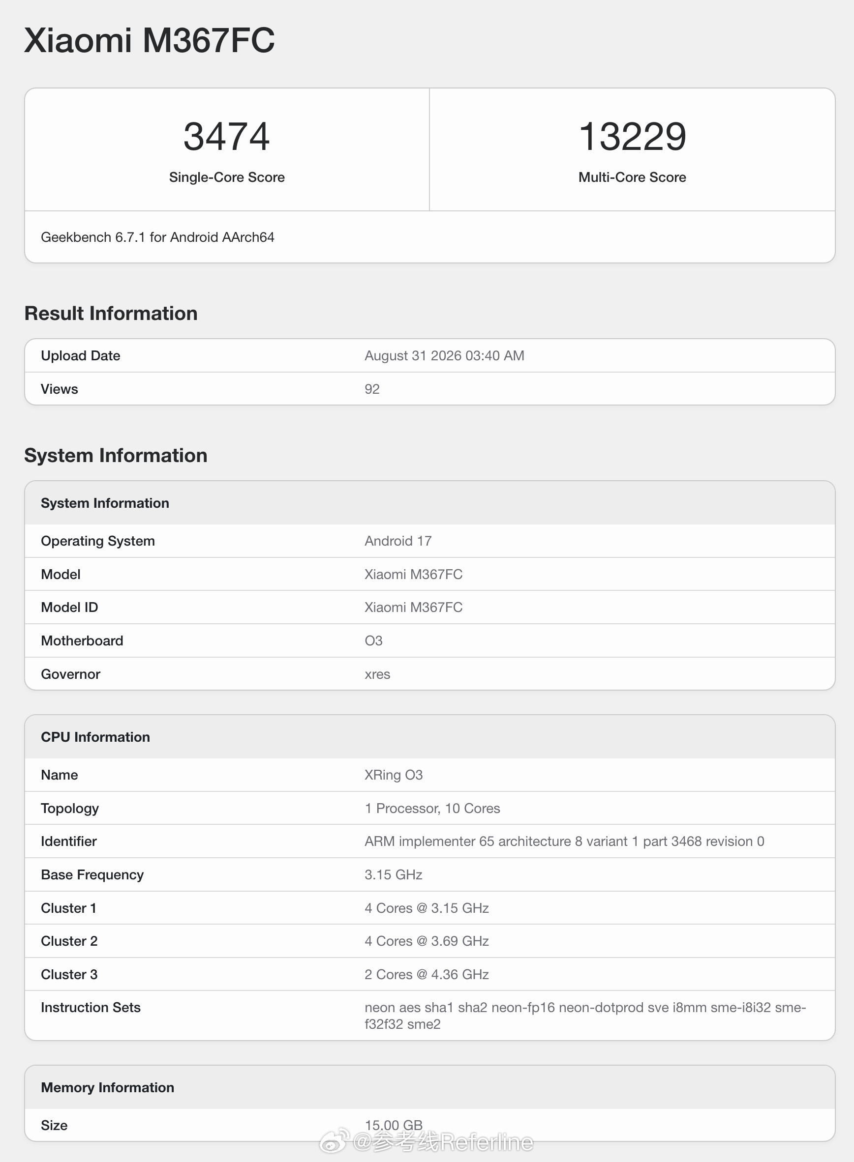 小米平板9ProMax的Geekbench6跑分出炉，型号M36
