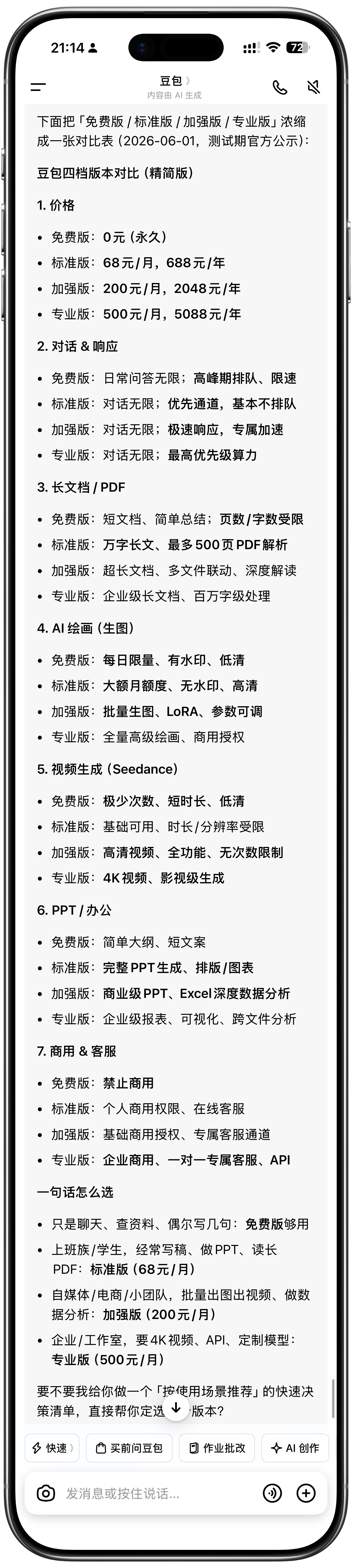豆包将正式付费只能说现在的豆包不错，但离我心中的商用还有段距离，ChatGPT