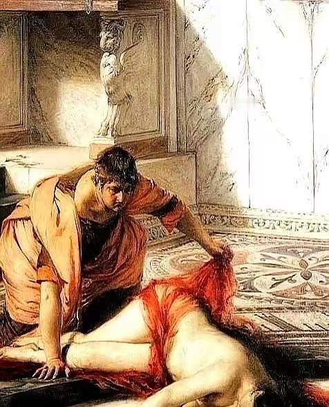 盯着这幅画看久了，背脊骨真是一阵阵发寒。西方的人物雕塑和绘画……不是裹块破布就