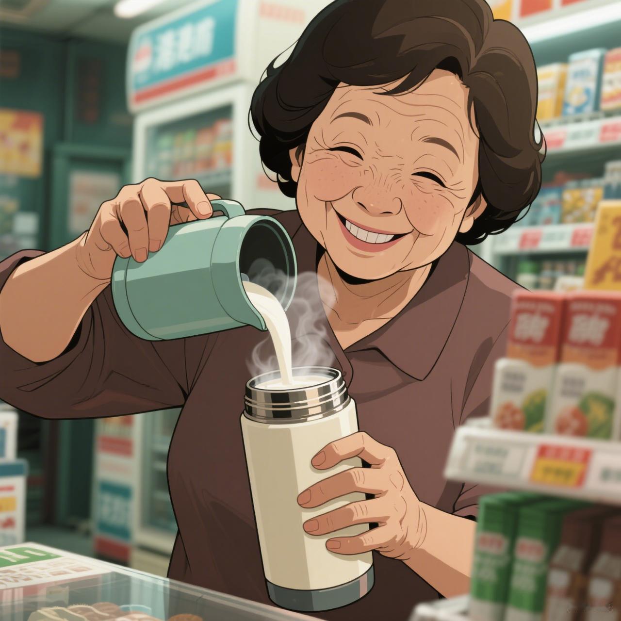 昨晚加完班，在公司楼下的便利店碰见保洁阿姨，她正对着微波炉看时间。
