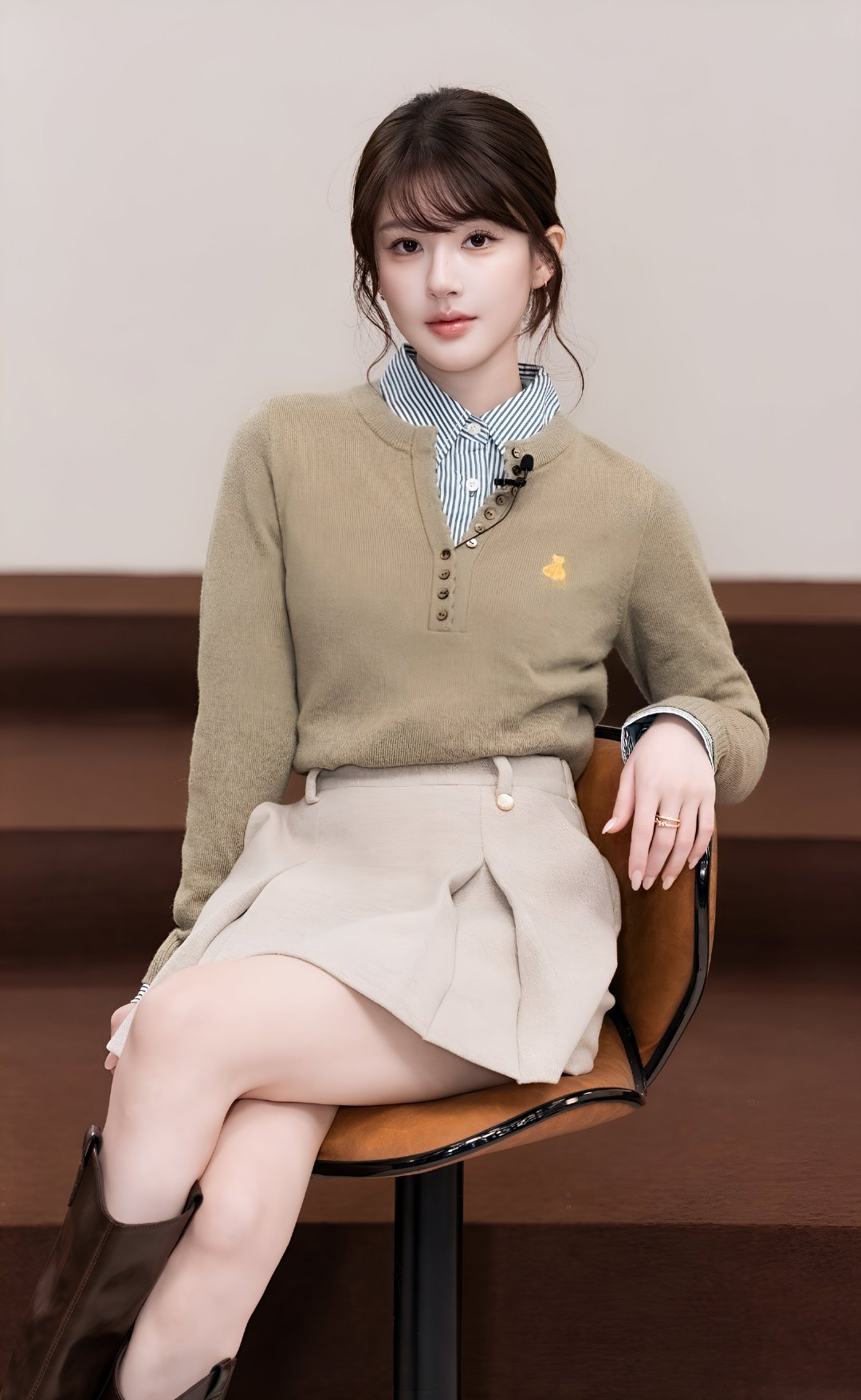 我喜欢这几张完全韩剧女主小露和高腰裙还有白色外套太搭了#赵露思#​