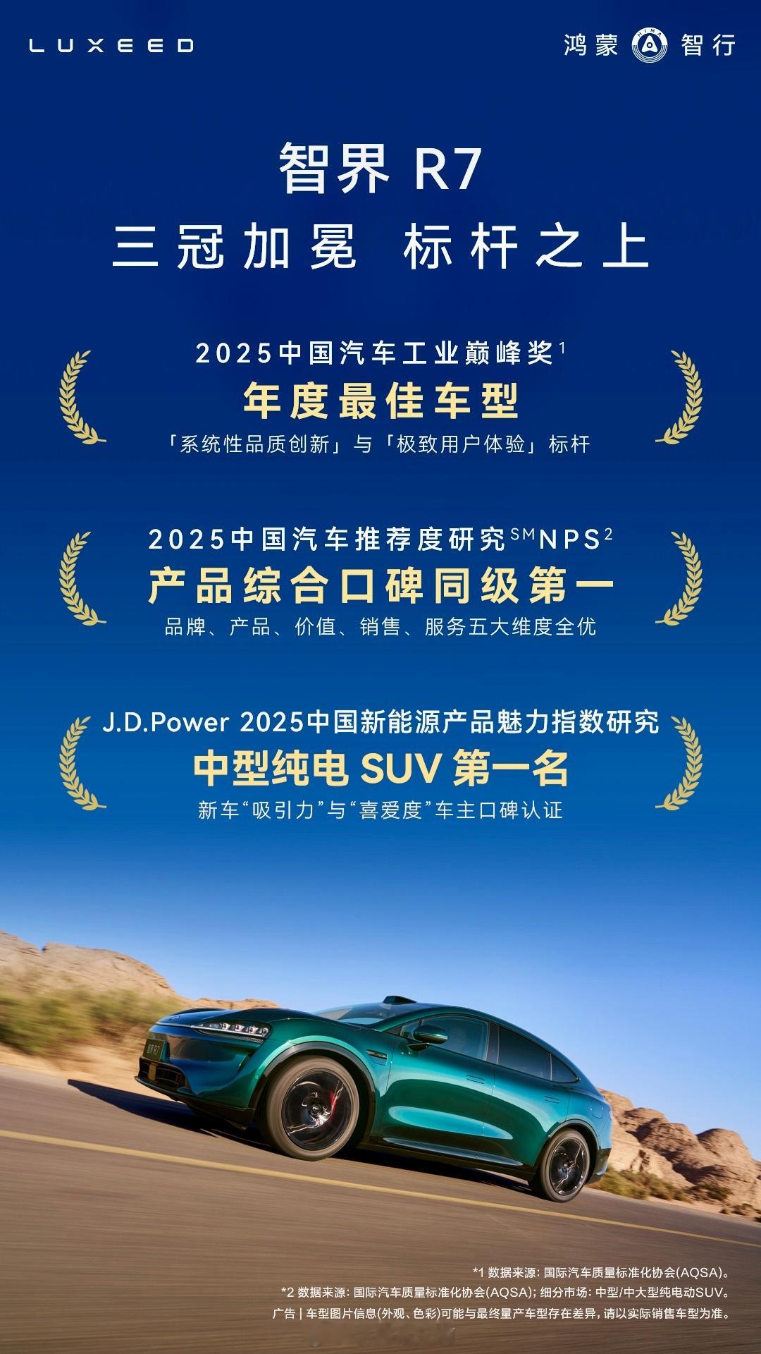 智界R7这次真火了！它刚拿下国际权威机构IAQSA颁发的“2025年度最佳车