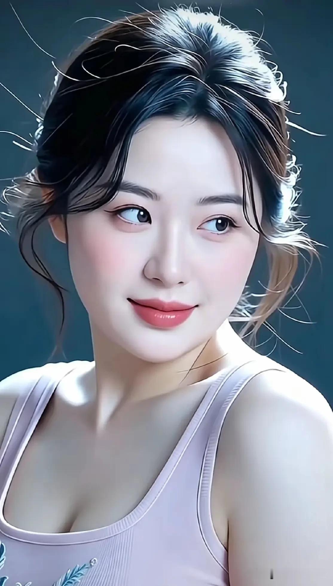 山花子·柔颜云发轻丝映素光，眉弯含润面凝霜。浅粉衣衫衬温婉，韵悠长。眼底