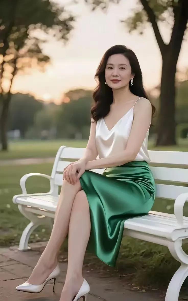 暮色白衣佳人暮色轻铺塑玉姿，翠裙素影捕霞时。风前笑靥融幽梦，独步幽亭韵梦