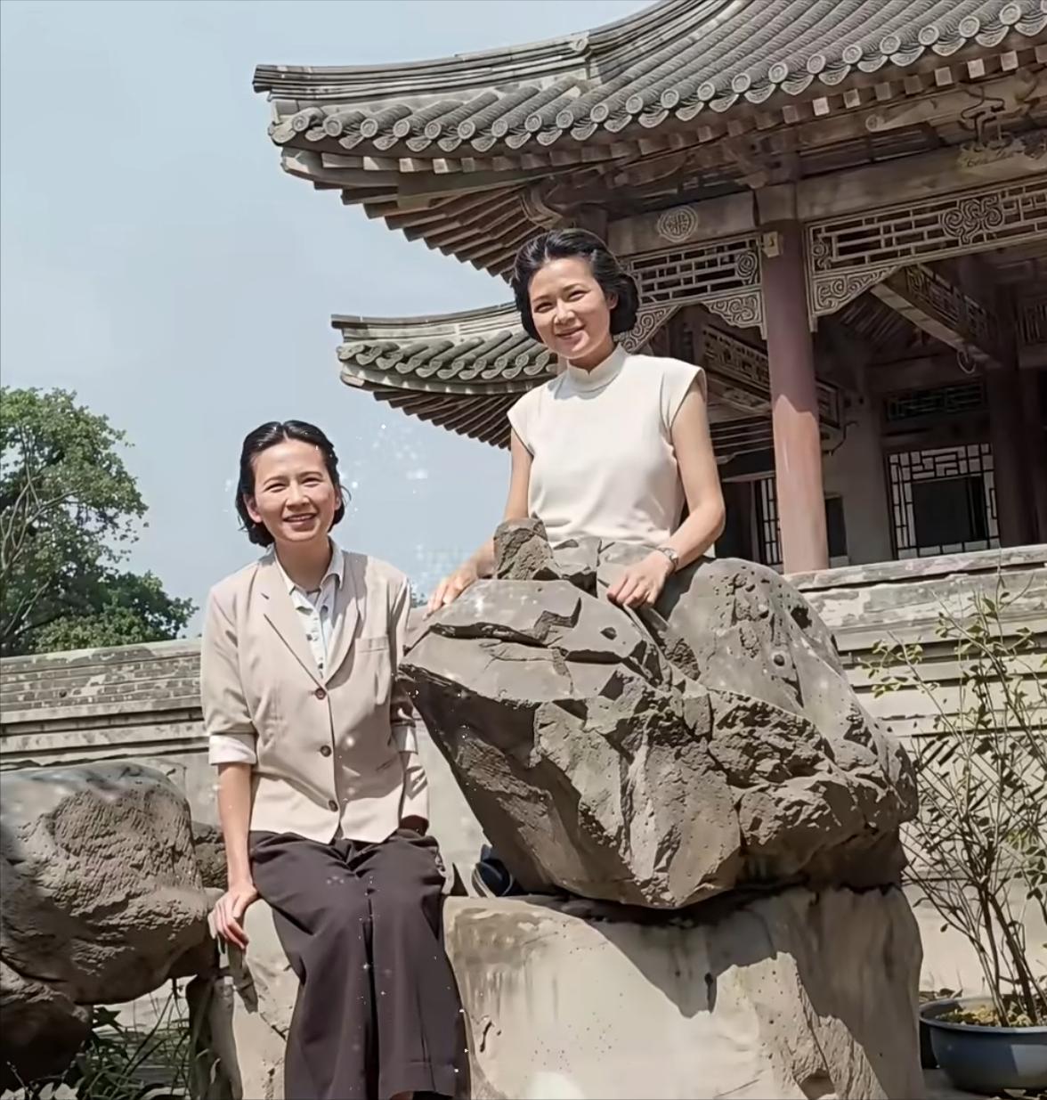 1947年的颐和园，43岁的林徽因和女儿梁再冰在颐和园留下了罕见合影，母子俩的五