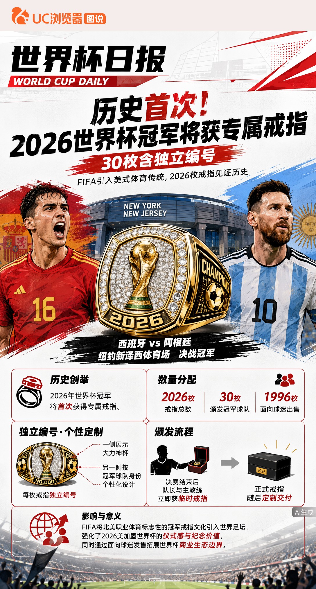 历史首次！2026世界杯冠军将获专属戒指，30枚含独立编号