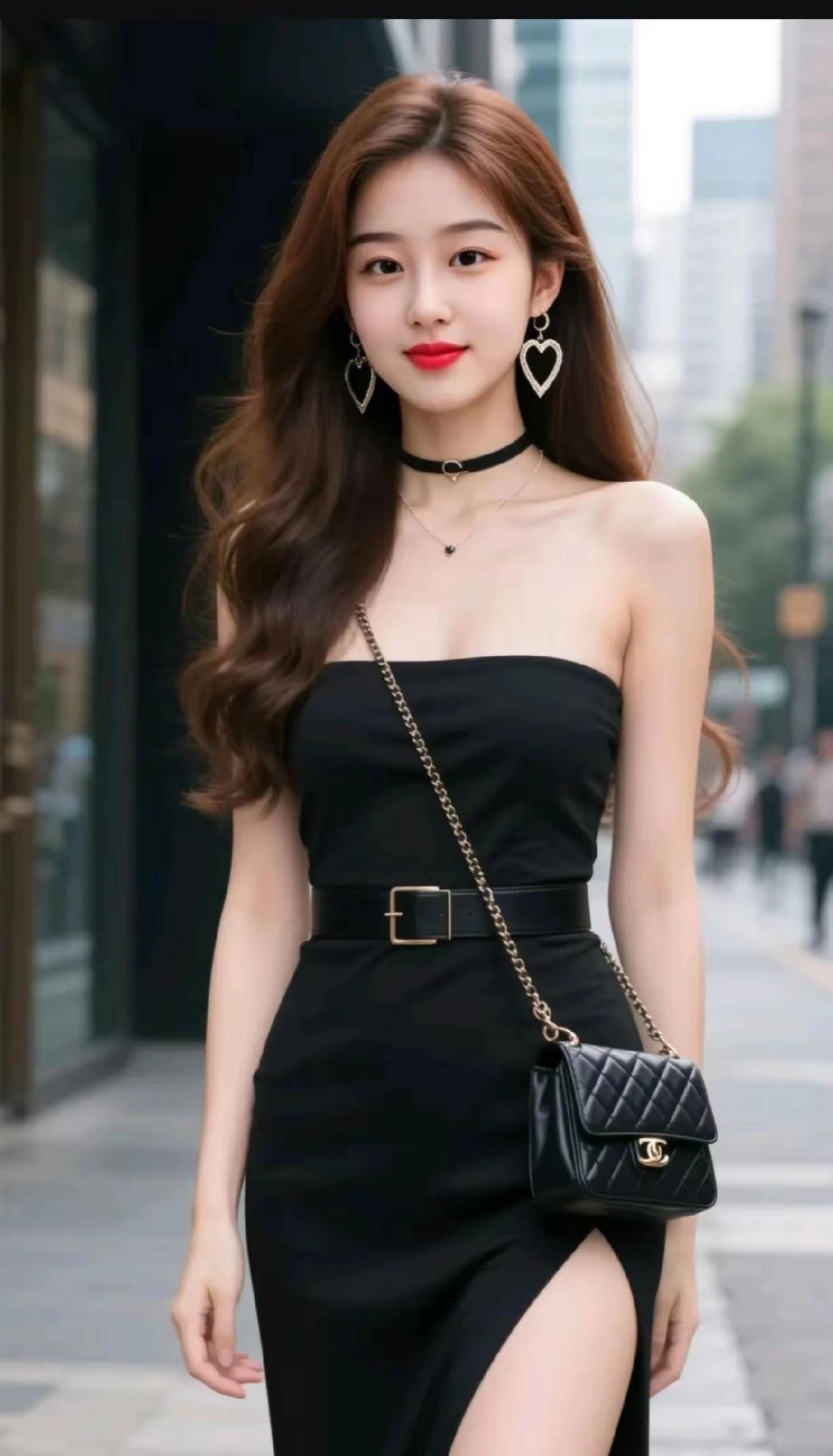 红妆美人行，心随步履轻。