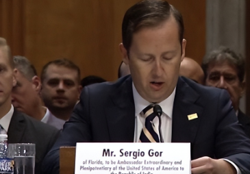 特朗普提名的美国驻印度大使塞尔吉奥·戈尔（SergioGor）表示，按照美国的