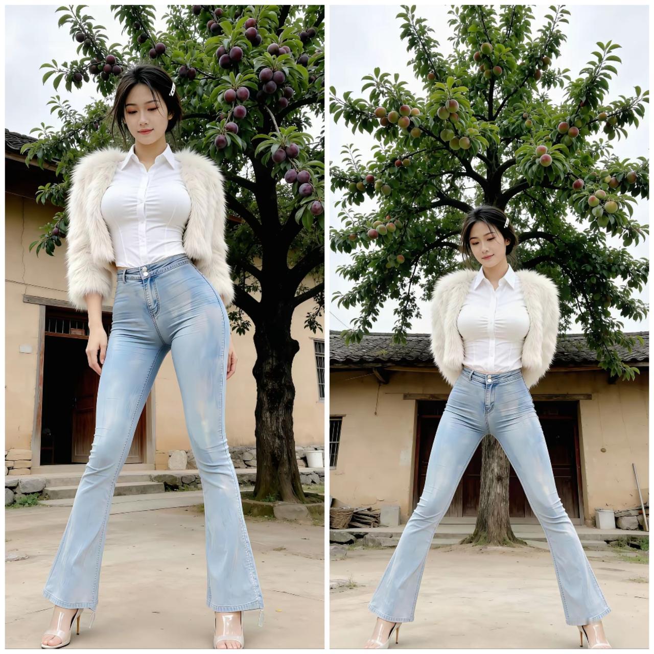 房子要是再破一点、矮一点，凭美女的大长腿可以一步跨过去。