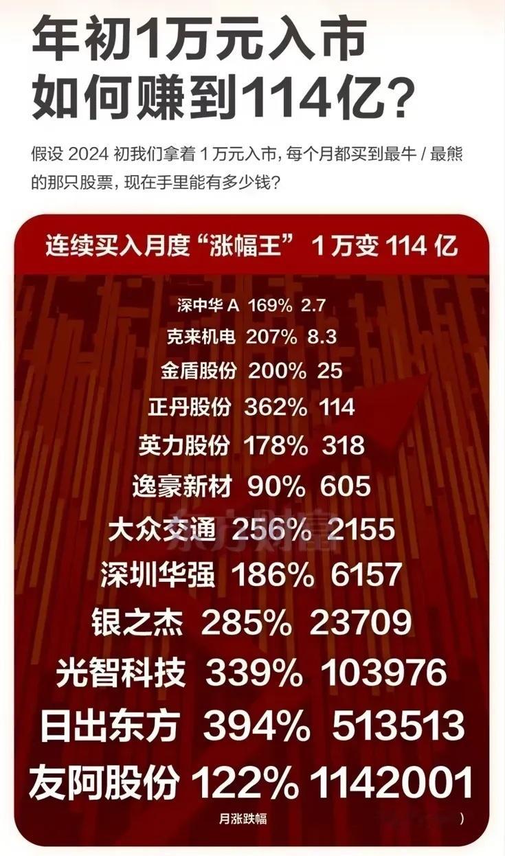 假设你拿着这张图穿越回2024年的1月1日，用1万元，能赚到114亿吗？答案是绝