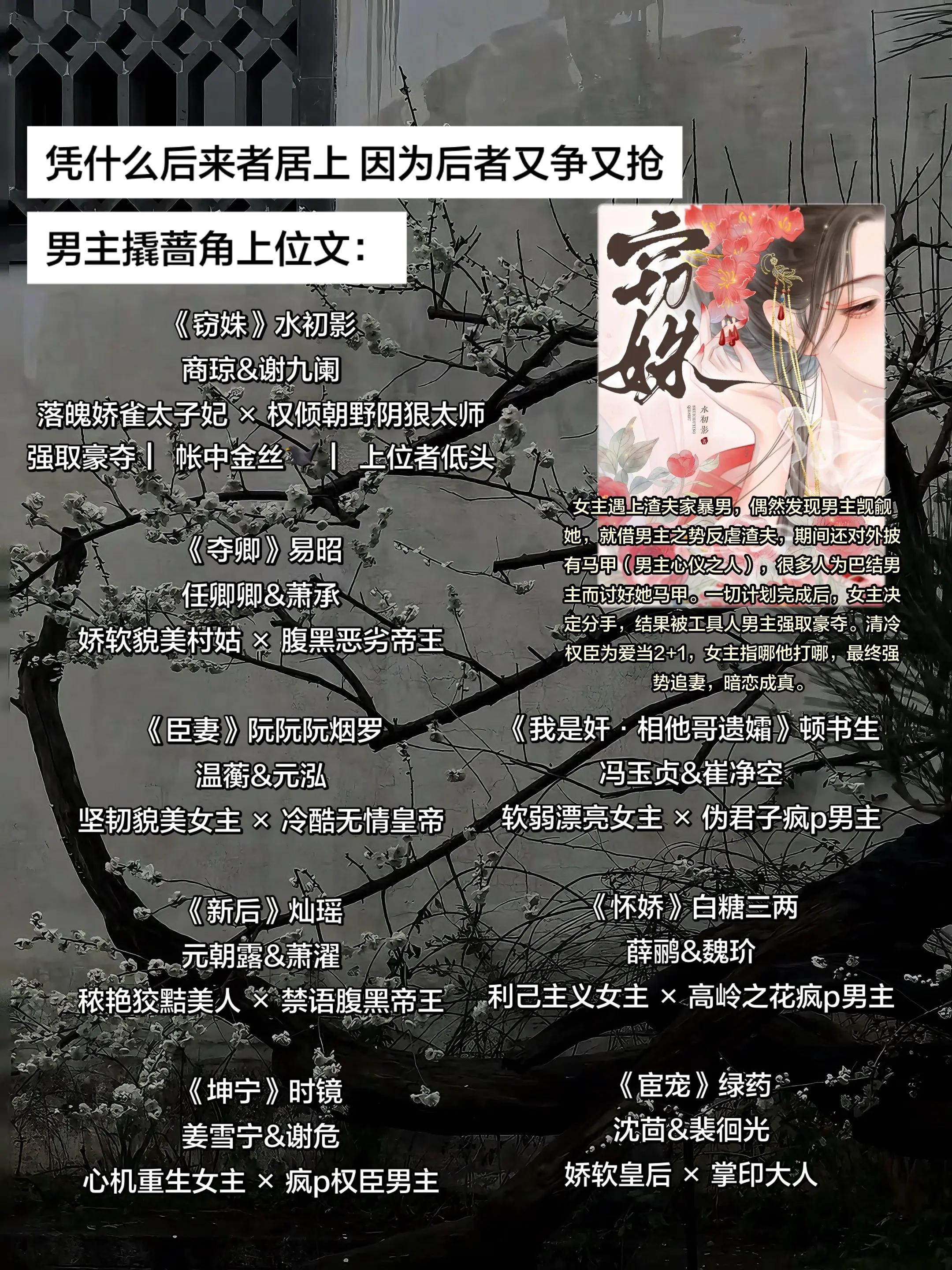 凭什么后来者居上 因为后者又争又抢 男主撬蔷角上位文