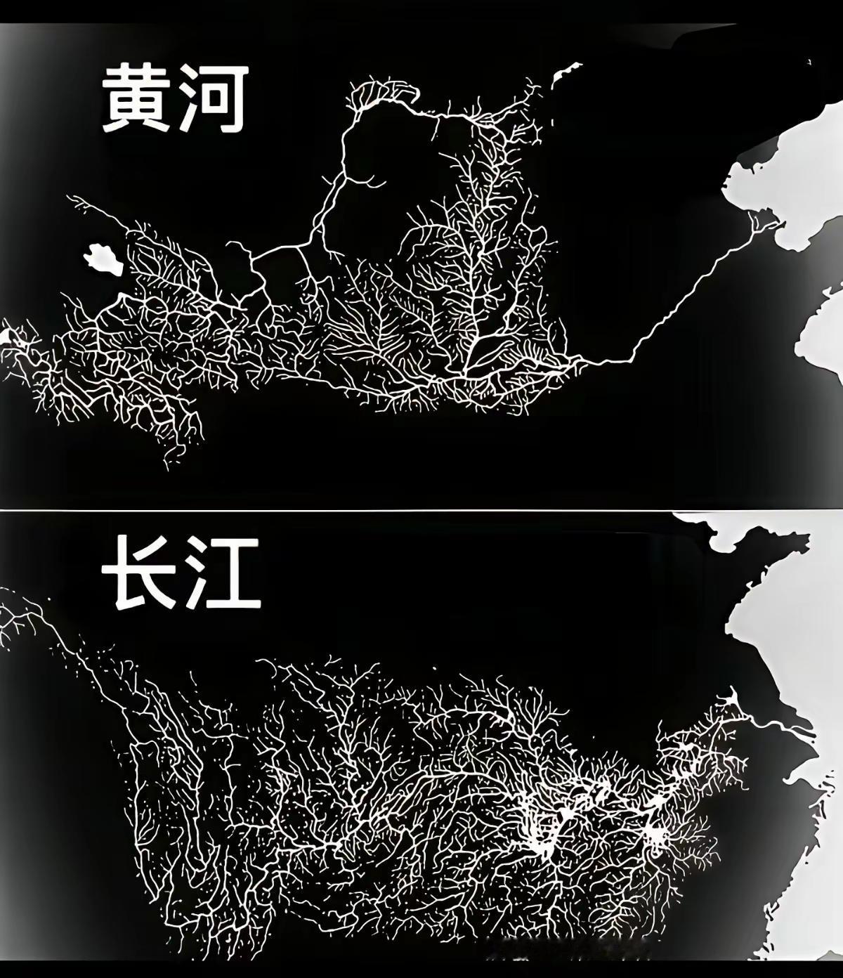 看看黄河、长江的支流像什么？