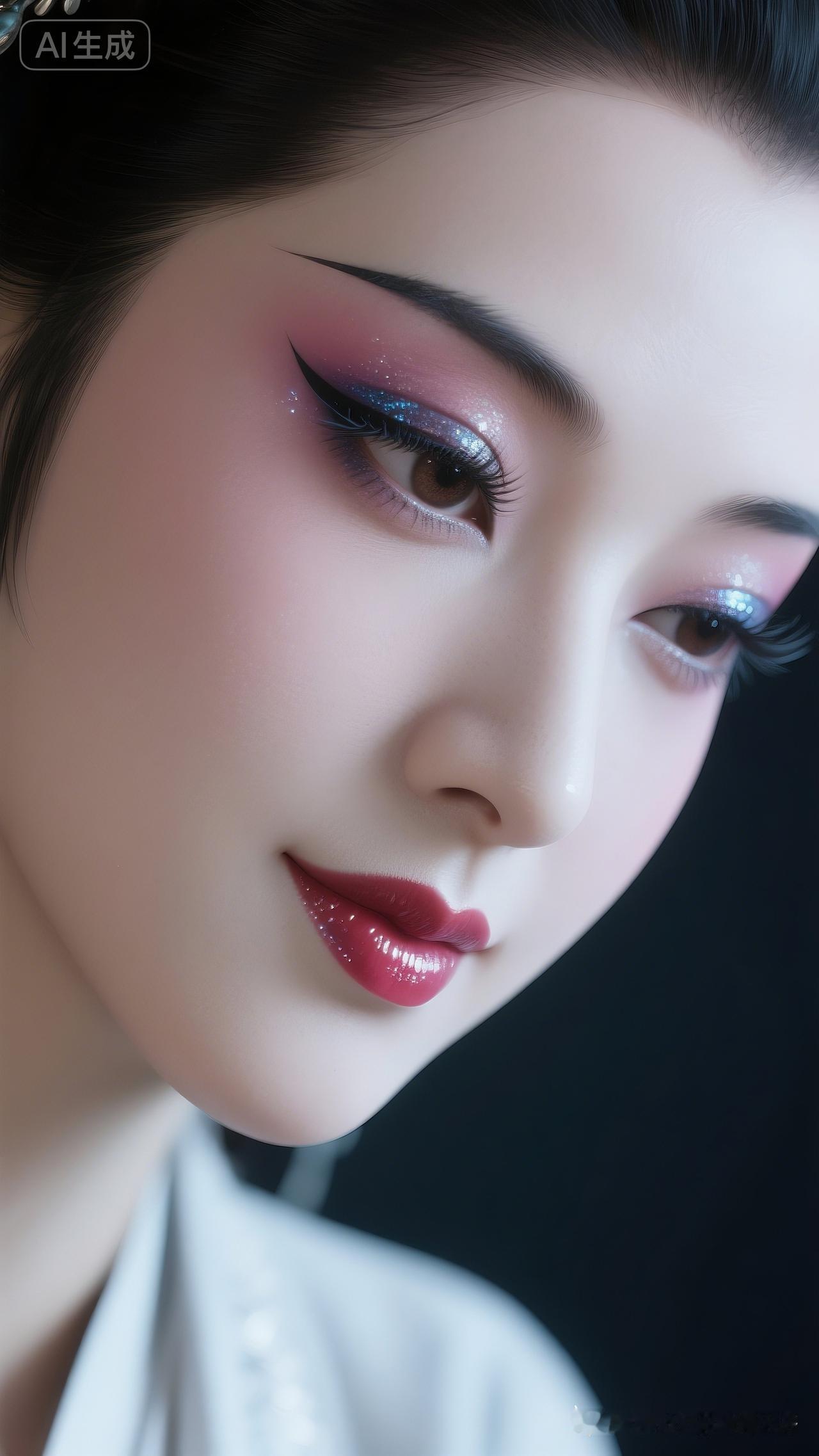 梦幻眼妆，粉蓝渐变，甜美诱惑，少女心爆棚！💕✨