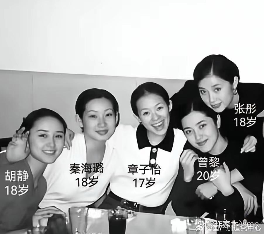 年轻时的胡静、章子怡、张彤、秦海璐、曾黎。