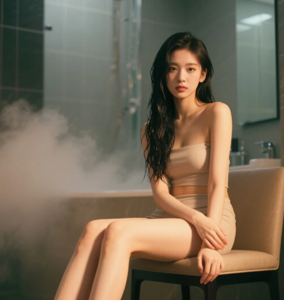 湿发红唇尽显致命魅力美女写真