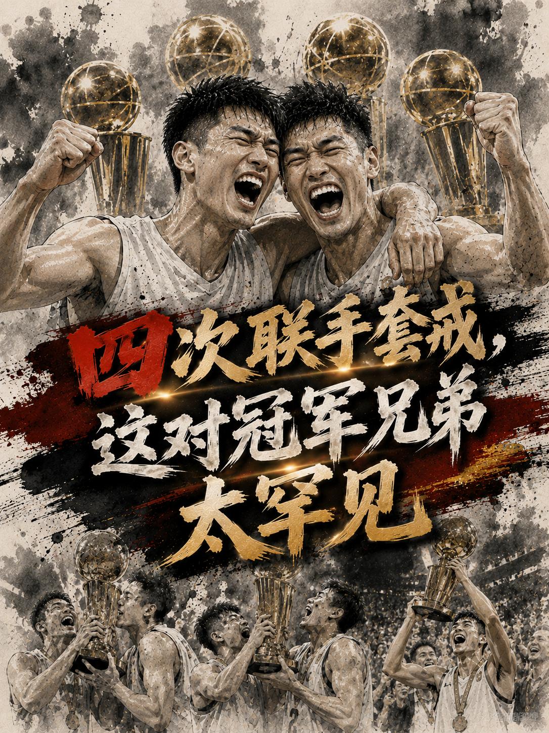 职业生涯第四次联手获得总冠军，这也就让他们成为了名副其实的冠军兄弟。虽然他们的夺