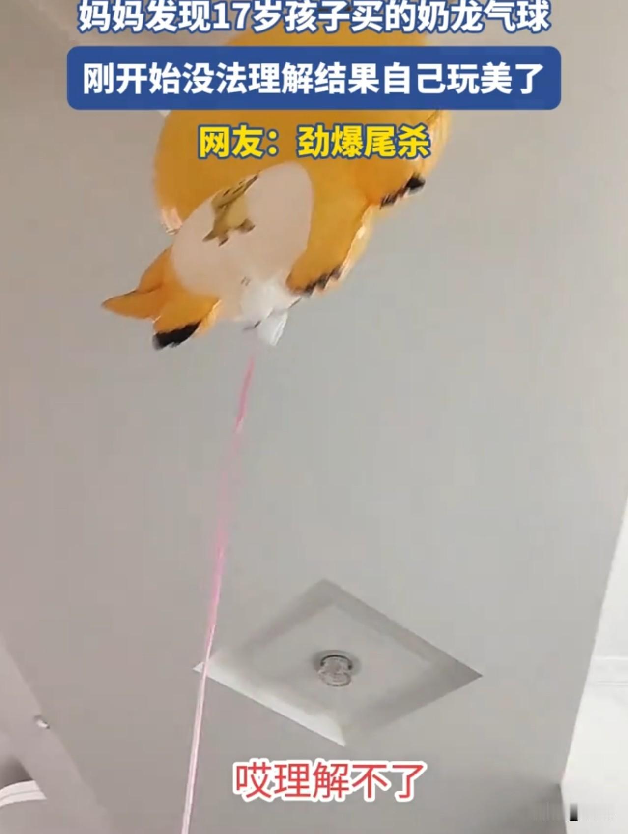 没绷住！河南，一妈妈发现17岁孩子买了一个奶龙气球，刚开始没法理解，觉得很幼稚。