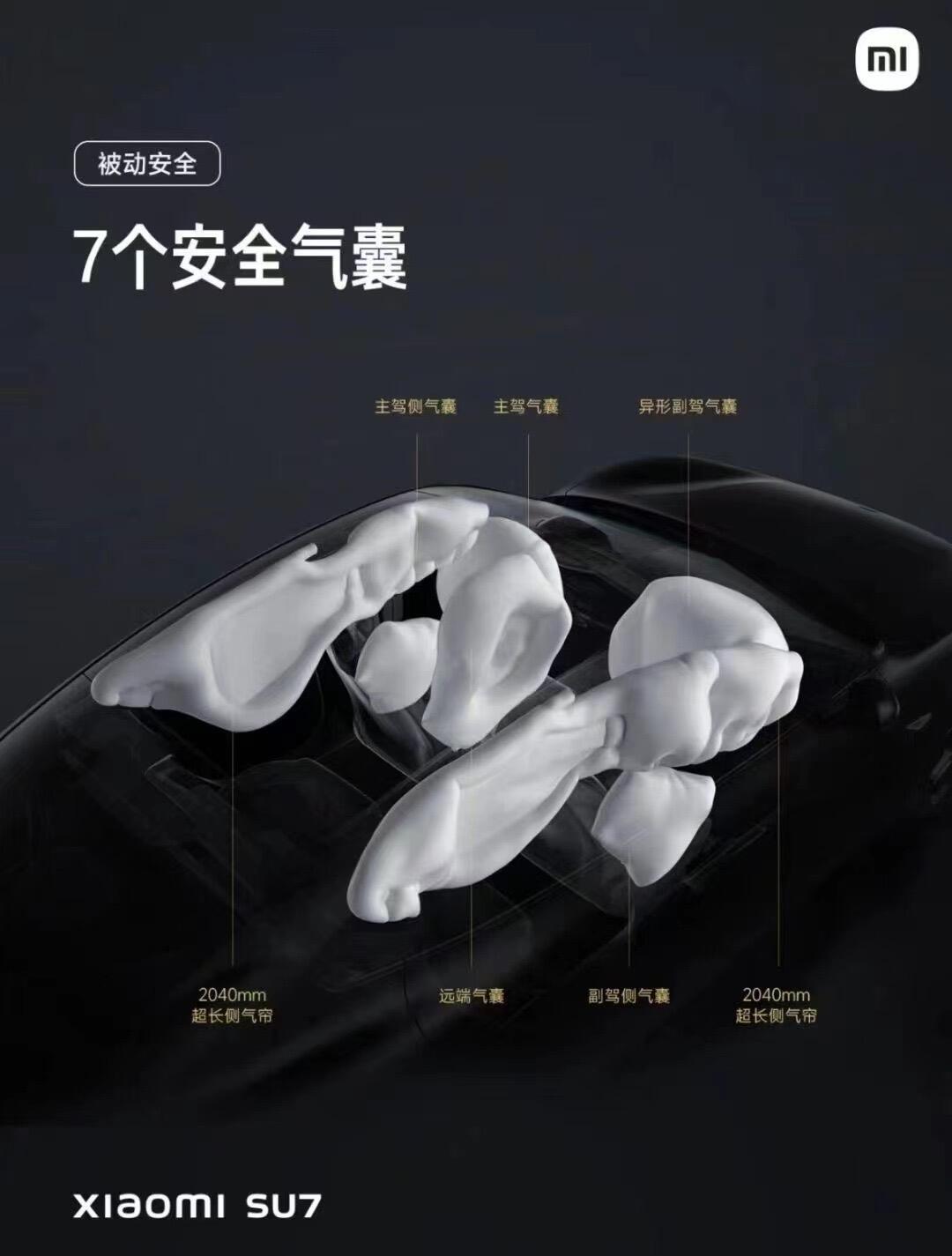 小米SU7全系标配的安全气囊有多少个？可能比你想象的多碰撞事故中保护人的不只是
